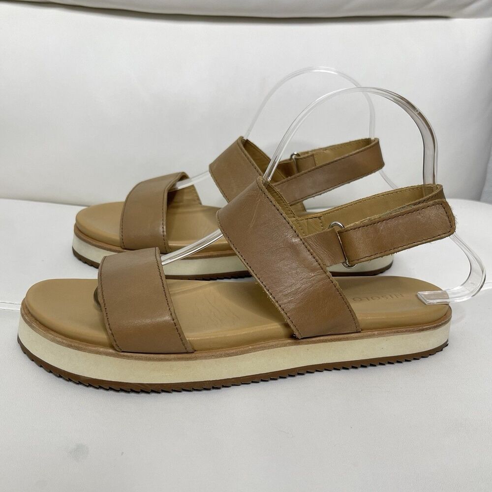 Nisolo Go To Flatform Sandals 9 Tan Leather Slingback Summer Comfort Minimalist